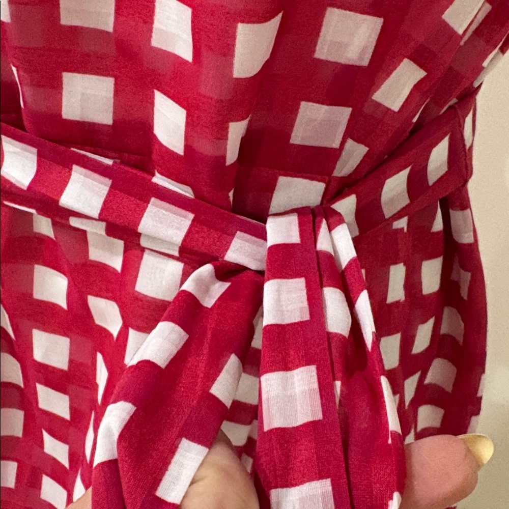 Anne Klein Red and White Gingham Midi Dress - Picture 4 of 14